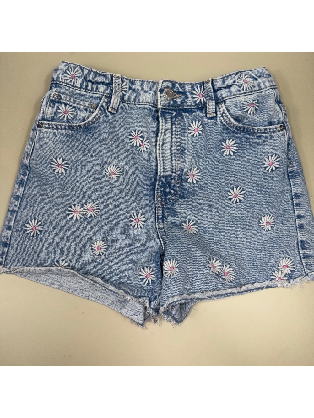 H&M Girls Daisy Embroidered Denim Shorts Size 12